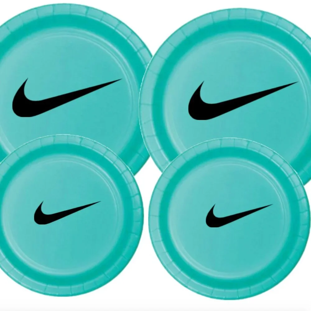 Sw00sh Plates | Teal Basketball Party Paper Plates | Disposable 45 pcs